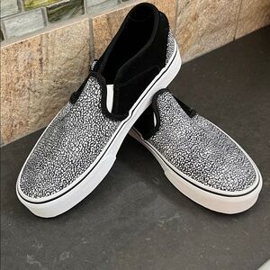Vans Black & White Patterned Slip-On Loafers